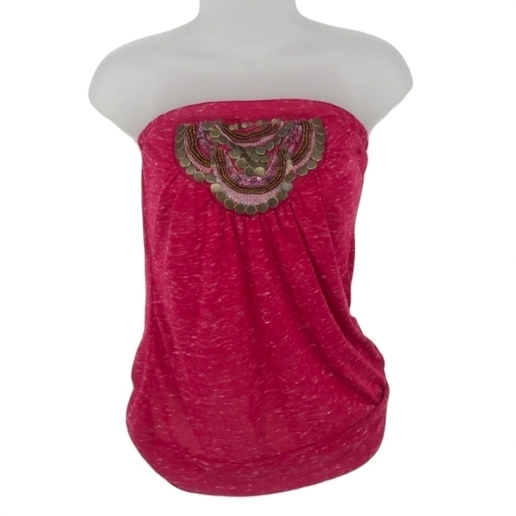 Maurices Red Embelished Tube Top Size S - Picture 1 of 8